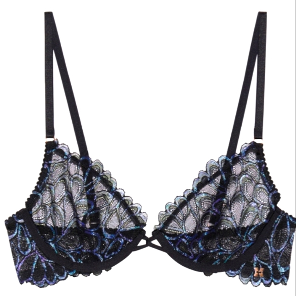 Savage Not Sorry Ultra Demi Unlined Lace Bra Iridescent Black Caviar 32B
